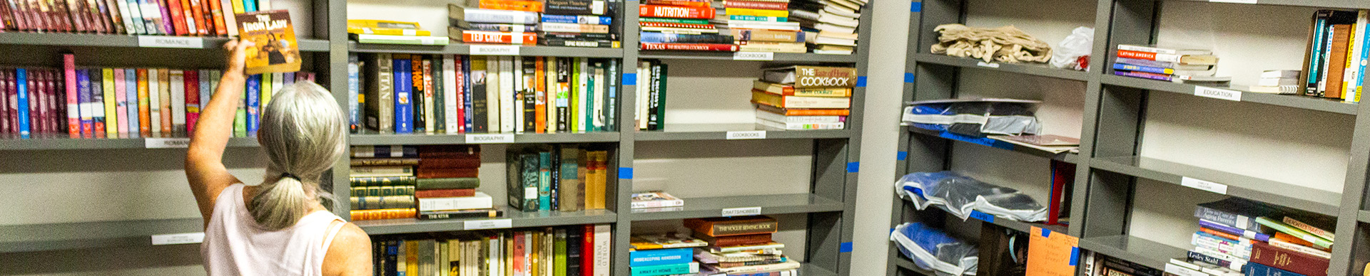 Person shelving books
