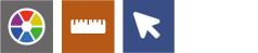 Icons to change background color, enable ruler function, and change cursor size.